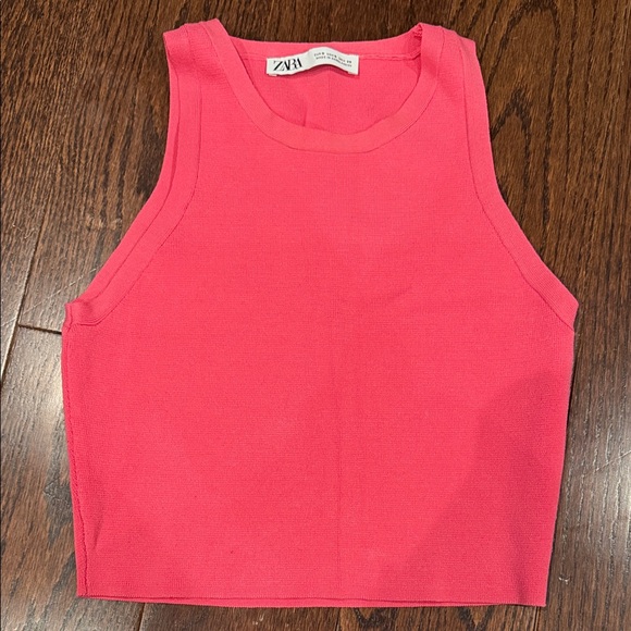 Zara Tops - Zara Hot Pink Knit Crop Tank